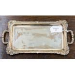 A late Victorian silver two handled card tray, Sheffield 1896, maker Atkin Brothers, 225 grams/7.