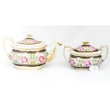 An early 19th Century Coalport style teapot and matching sucrier and cover,