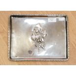 Silver tray with raised floral pattern, 440 grams approx, hallmarked, Birmingham 1911, maker W.J.