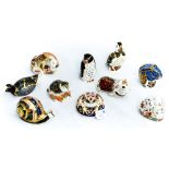Ten boxed Royal Crown Derby paperweights to include Chatsworth Coot, Puffin, Garden Snail,