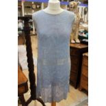 Ice blue beaded 1920s dress,