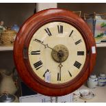 19th Century mahogany cased wall alarm clock, possibly Black Forest, thirty hour movement,