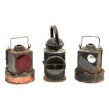 Two British Railways (W) signal lamps,