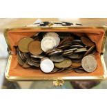 Purse with bag of various coins