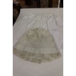 A collection of white wear to include, an early 1900s nightdress,