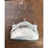 A silver evening purse, Birmingham 1917, weighing approx 3.26 ozt, maker F.D.