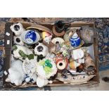 Five pieces of Studio pottery, with a collection of assorted ceramics,