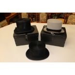 Two boxed Lock and Co top hats and an unboxed (3)