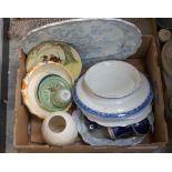 One box of various ceramics to include: blue and white,