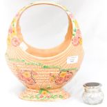 Arthur Wood floral moulded basket and Ralph Lauren glass jar (2)