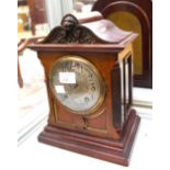 An Edwardian table clock, silvered dial - mahogany maker W.H.