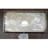 A Chinese white metal small rectangular gallery tray, 4.4 ozt/135.