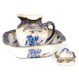 A Doulton Burslem wash jug and bowl with soap dish and cover,