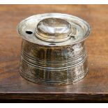 A silver ink well, with original glass reservoir,