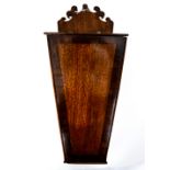 A late Georgian and oak mahogany banded wall mounted candle box,