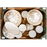 A Victorian Davenport part teaset, floral garlands, gilt lined, cups, saucers, side plates,