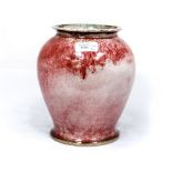 Cobridge Stoneware baluster vase decorated in red glaze