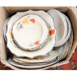 A box of mixed 1930s hand painted ceramics,