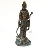 ***AMENDED DESCRIPTION*** A Chinese cold bronze figure of an Indian Goddess,