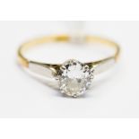 A solitaire diamond ring, claw set brilliant cut diamond of approx 0.