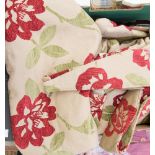 A pair of contemporary cotton and polyester floral patterned curtains,