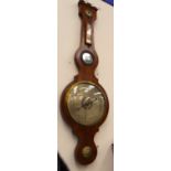 A 19th Century mahogany cased banjo barometer and thermometer,