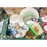 A box of assorted ceramics to include Chinese plate, Royal Crown Derby, Aynsley, Sylvac, Hummel,