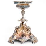 An Elkington silver plated figural comport stand with applied cast griffins, circa.