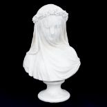 A composite stone bust of the Veiled Lady,