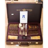 A cased Solingen canteen of 24ct gold plated cutlery