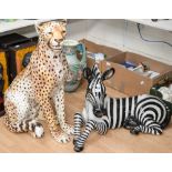 A large ceramic model of a Cheetah and a Zebra (2)