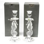 A pair of Waterford crystal figural candlesticks in the form of sea horses,,