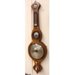 A figured walnut banjo barometer,