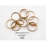 Six 9ct gold rings, gross weight approx 20.