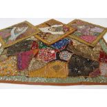 Set of three Persian (Iranian) hand made cushion covers, heavily embellished with beads and sequin,