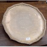 A large silver presentation salver, Birmingham 1937, a Bros Ltd,