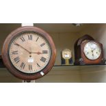 A collection of clocks to include a dome shaped mantel clock, wall clock,