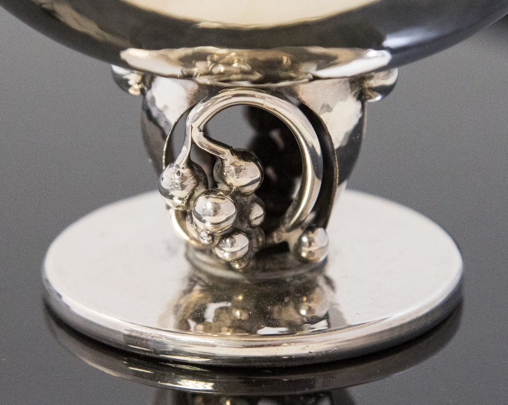 A Danish silver pedestal bowl, Danks Guldsmede Handvaerk, hand hammered bowl with everted rim, - Image 2 of 3