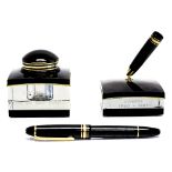 A Montblanc Meisterstuck 27100 inkwell and pen holder, cuboid form,