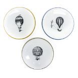 Piero Fornasetti for Neiman Marcus a set of three hot air balloon plates,