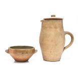 David and Bernard Leach, a St Ives studio pottery coffee pot and bowl, circa 1940,