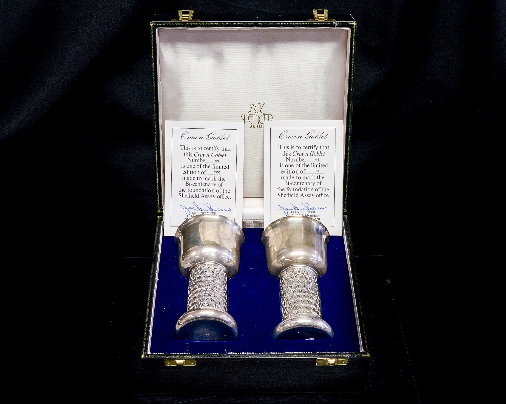 Jack Spencer, a pair of modernist silver 'Crown Goblets',