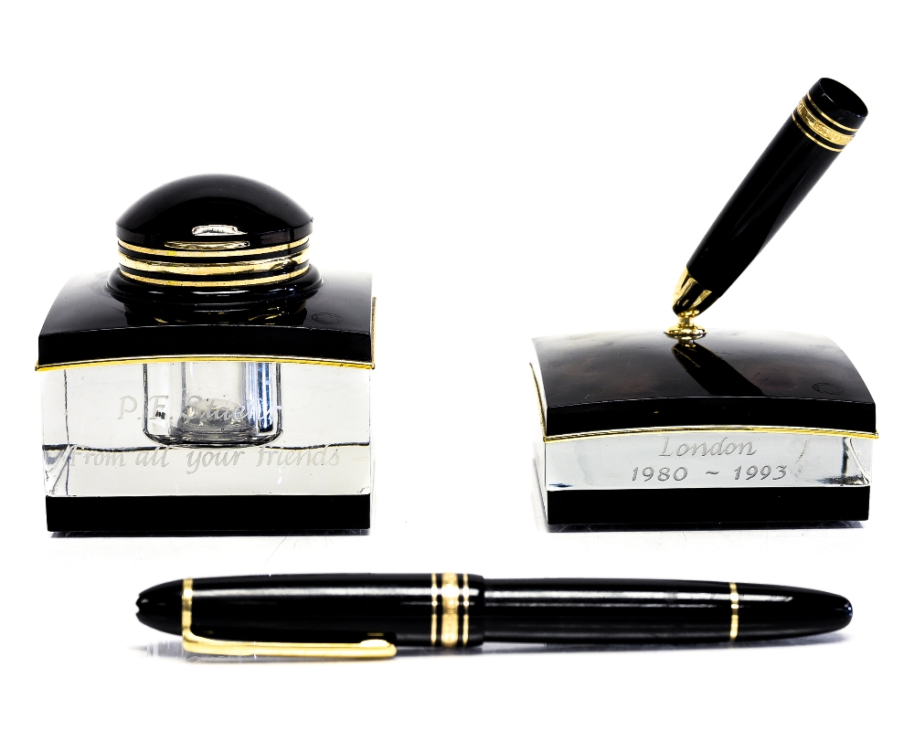 A Montblanc Meisterstuck 146 Le Grand fountain pen, black with gold plated mounts,