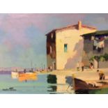 C R D'Oyly John (1906-1993), Les Martiques, oil on canvas, signed, 34cm x 70cm,