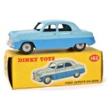 Dinky: A Dinky Toys No.162 "Ford Zephyr Saloon", two tone blue, contained within original box.