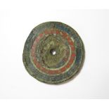Roman Bronze & Millefiori Roundel A Roman bronze roundel inlaid with three concentric circles of
