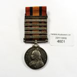 Queens South Africa clasps C.C, O.F.S, Johannesburg, Diamond Hill, Belfast, S.A. 1901 to 598 PTE J.