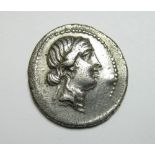 Julius Caesar Denarius. 47-46 BC, Mint in Africa Obv. Diademed head of Venus right. CAESAR Rev.