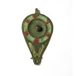 Roman Piriform Enamelled Seal Box Lid A Roman enamelled bronze seal box lid,