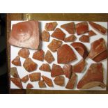 Decorated Samian Ware Pottery Group Thirty-two pieces of Samian pottery,